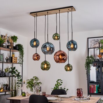 Ripoll Hanglamp, Kogellampje, Hanglamp Natuurlijke kleuren, Zwart, 8-lichts