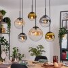 Gastor Hanglamp, Kogellampje, Hanglamp Amber, Goud, Duidelijk, Rookkleurig, 6-lichts