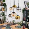 Gastor Hanglamp, Kogellampje, Hanglamp Amber, Goud, Duidelijk, Rookkleurig, 6-lichts