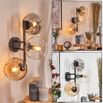Koyoto Kogellampje, Wandlamp Amber, Duidelijk, Rookkleurig, 3-lichts