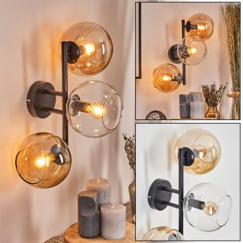 Koyoto Kogellampje, Wandlamp Amber, Duidelijk, 3-lichts