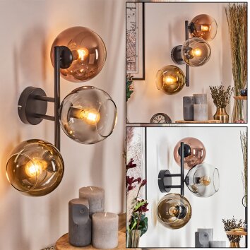 Koyoto Kogellampje, Wandlamp Goud, Duidelijk, Koperkleurig, Rookkleurig, 3-lichts