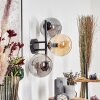 Gastor Kogellampje, Wandlamp Amber, Rookkleurig, 3-lichts