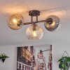 Gastor Plafondlamp, Kogellampje Amber, Duidelijk, Rookkleurig, 3-lichts