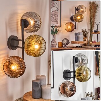 Ripoll Kogellampje, Wandlamp Goud, Duidelijk, Koperkleurig, Rookkleurig, 3-lichts