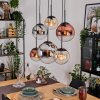 Gastor Hanglamp, Kogellampje, Hanglamp Amber, Chroom, Duidelijk, Koperkleurig, Rookkleurig, 6-lichts