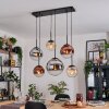 Gastor Hanglamp, Kogellampje, Hanglamp Amber, Chroom, Duidelijk, Koperkleurig, Rookkleurig, 6-lichts