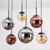 Gastor Hanglamp, Kogellampje, Hanglamp Amber, Chroom, Koperkleurig, Rookkleurig, 6-lichts