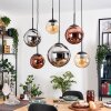 Gastor Hanglamp, Kogellampje, Hanglamp Amber, Chroom, Koperkleurig, Rookkleurig, 6-lichts