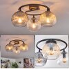 Koyoto Plafondlamp, Kogellampje Amber, Duidelijk, Rookkleurig, 3-lichts