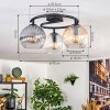 Koyoto Plafondlamp, Kogellampje Amber, Duidelijk, Rookkleurig, 3-lichts