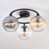 Koyoto Plafondlamp, Kogellampje Amber, Duidelijk, Rookkleurig, 3-lichts