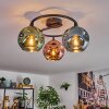 Ripoll Plafondlamp, Kogellampje Blauw, Groen, Koperkleurig, 3-lichts