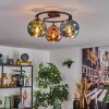 Ripoll Plafondlamp, Kogellampje Blauw, Groen, Koperkleurig, 3-lichts