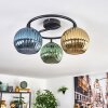Koyoto Plafondlamp, Kogellampje Blauw, Goud, Groen, 3-lichts