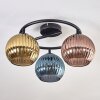 Koyoto Plafondlamp, Kogellampje Blauw, Goud, Koperkleurig, 3-lichts