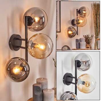 Gastor Kogellampje, Wandlamp Amber, Duidelijk, Rookkleurig, 3-lichts