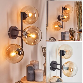 Gastor Kogellampje, Wandlamp Amber, Duidelijk, 3-lichts