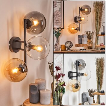 Gastor Kogellampje, Wandlamp Amber, Duidelijk, Rookkleurig, 3-lichts