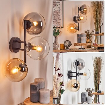 Gastor Kogellampje, Wandlamp Amber, Duidelijk, Rookkleurig, 3-lichts