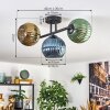 Koyoto Plafondlamp, Kogellampje Blauw, Goud, Groen, 3-lichts