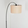 Soungou Staande lamp, Booglampen Zwart, 1-licht, Stoffen lampenkap