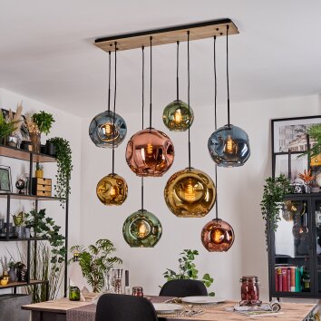 Ripoll Hanglamp, Kogellampje, Hanglamp Natuurlijke kleuren, Zwart, 8-lichts
