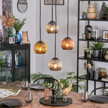 Ripoll Hanglamp, Kogellampje, Cluster hanglamp Goud, Koperkleurig, Rookkleurig, 4-lichts