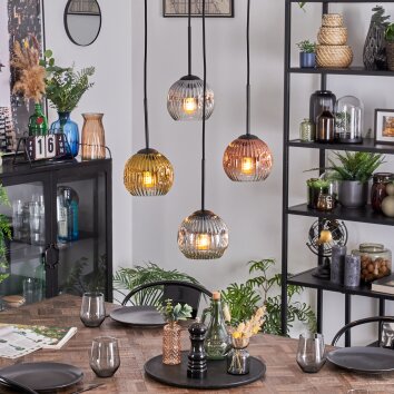Ripoll Hanglamp, Kogellampje, Cluster hanglamp Goud, Duidelijk, Koperkleurig, Rookkleurig, 4-lichts