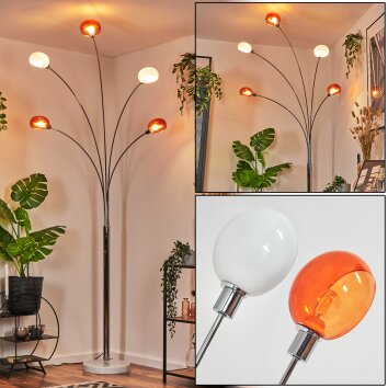 Nikkala Staande lamp Chroom, Wit, 5-lichts