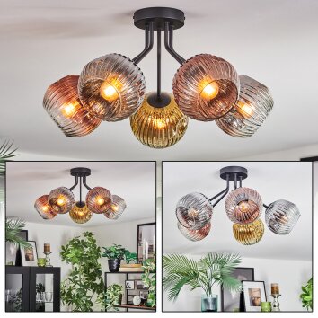Ripoll Plafondlamp, Kogellampje Chroom, Goud, Duidelijk, Koperkleurig, Rookkleurig, 5-lichts