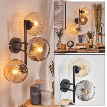Koyoto Kogellampje, Wandlamp Amber, Duidelijk, Rookkleurig, 3-lichts