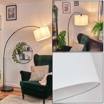 Soungou Staande lamp, Booglampen Zwart, 1-licht, Stoffen kap