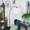 Bassagoda Staande lamp, Booglampen Chroom, Zwart, 1-licht, Stoffen lampenkap