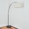 Bassagoda Staande lamp, Booglampen Chroom, Zwart, 1-licht, Stoffen kap
