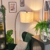 Bassagoda Staande lamp, Booglampen Chroom, Zwart, 1-licht, Stoffen kap