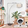 Bassagoda Staande lamp, Booglampen Chroom, Zwart, 1-licht, Stoffen kap