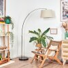 Bassagoda Staande lamp, Booglampen Chroom, Zwart, 1-licht, Stoffen kap