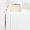 Bassagoda Staande lamp, Booglampen Chroom, Zwart, 1-licht, Stoffen kap