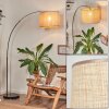 Sabadim Staande lamp, Booglampen Chroom, Zwart, 1-licht, Stoffen lampenkap