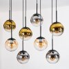 Gastor Hanglamp, Kogellampje, Hanglamp Amber, Goud, Duidelijk, Rookkleurig, 8-lichts