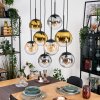 Gastor Hanglamp, Kogellampje, Hanglamp Amber, Goud, Duidelijk, Rookkleurig, 8-lichts