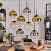 Gastor Hanglamp, Kogellampje, Hanglamp Amber, Goud, Duidelijk, Rookkleurig, 8-lichts