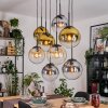 Gastor Hanglamp, Kogellampje, Hanglamp Amber, Goud, Duidelijk, Rookkleurig, 8-lichts