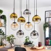 Gastor Hanglamp, Kogellampje, Hanglamp Amber, Goud, Duidelijk, Rookkleurig, 8-lichts