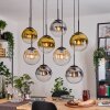Gastor Hanglamp, Kogellampje, Hanglamp Amber, Goud, Duidelijk, Rookkleurig, 8-lichts