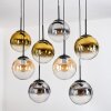 Gastor Hanglamp, Kogellampje, Hanglamp Amber, Goud, Duidelijk, Rookkleurig, 8-lichts