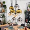 Gastor Hanglamp, Kogellampje, Hanglamp Amber, Goud, Duidelijk, Rookkleurig, 8-lichts