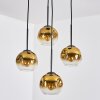 Ripoll Hanglamp, Kogellampje, Cluster hanglamp Goud, Duidelijk, 4-lichts
