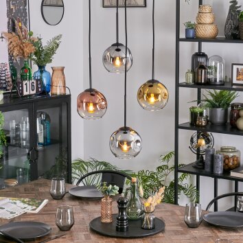 Ripoll Hanglamp, Kogellampje, Cluster hanglamp Chroom, Goud, Duidelijk, Koperkleurig, Rookkleurig, 4-lichts